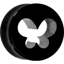 Load image into Gallery viewer, 9/16 Black Acrylic Hollow Butterfly Saddle Plug
