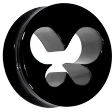 Load image into Gallery viewer, 22mm Black Acrylic Hollow Butterfly Saddle Plug
