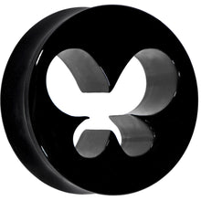 Load image into Gallery viewer, 24mm Black Acrylic Hollow Butterfly Saddle Plug
