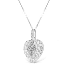 将图片加载到图库查看器，.925 Sterling Silver Pave-Set Diamond Accent Heart Shape 18" Pendant Necklace (I-J Color, I1-I2 Clarity)
