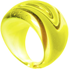 Load image into Gallery viewer, Handmade Yellow Marbled Glass Ring
