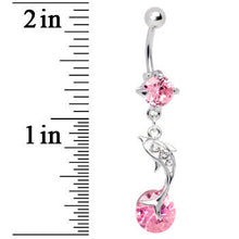 Load image into Gallery viewer, Leaping for Joy Dolphin Pink CZ Belly Ring
