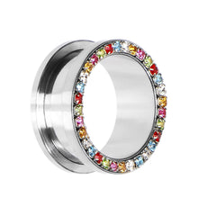将图片加载到图库查看器，7/8 Stainless Steel Multi Gem Screw Fit Tunnel
