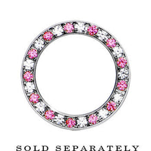 Load image into Gallery viewer, 18mm Stainless Steel Pink Clear Gem Screw Fit Tunnel
