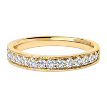 将图片加载到图库查看器，14K Yellow Gold 1/2 Cttw Round Diamond Milgrain Wedding Band

