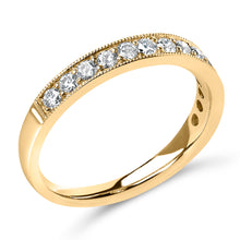 将图片加载到图库查看器，14K Yellow Gold 1/2 Cttw Round Diamond Milgrain Wedding Band
