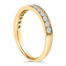 将图片加载到图库查看器，14K Yellow Gold 1/2 Cttw Round Diamond Milgrain Wedding Band
