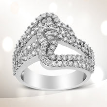 Load image into Gallery viewer, 14K White Gold 1 1/2 Cttw Diamond Open Double Heart Bypass Ring Band (H-I Color, VS1-VS2 Clarity) - Ring Size 7
