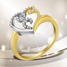 将图片加载到图库查看器，10K Two-Toned Gold Diamond Heart Shape Cluster Ring (1/6 Cttw, H-I Color, I1-I2 Clarity) - Size 6

