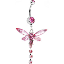 将图片加载到图库查看器，Pink Cubic Zirconia Dragonfly Belly Ring
