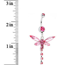 将图片加载到图库查看器，Pink Cubic Zirconia Dragonfly Belly Ring

