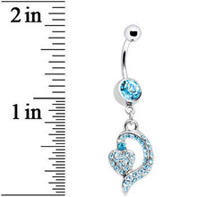Load image into Gallery viewer, Aqua Gem Dynamic Heart Belly Ring
