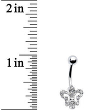 Load image into Gallery viewer, Clear Gem Fleur De Lis Belly Ring

