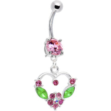 Load image into Gallery viewer, Pink CZ Fairy Tale Heart Belly Ring
