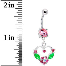 Load image into Gallery viewer, Pink CZ Fairy Tale Heart Belly Ring
