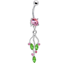 Load image into Gallery viewer, Pink CZ Stunning Ivy Drop Belly Ring
