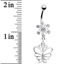 Load image into Gallery viewer, Clear Crystal Explosion Butterfly Belly Ring
