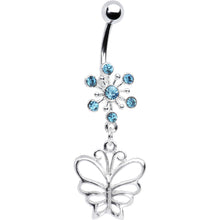 将图片加载到图库查看器，Aqua Crystal Explosion Butterfly Belly Ring
