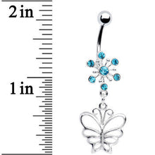 将图片加载到图库查看器，Aqua Crystal Explosion Butterfly Belly Ring
