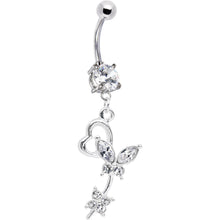 Load image into Gallery viewer, Clear CZ Flight of Fancy Butterfly Belly Ring
