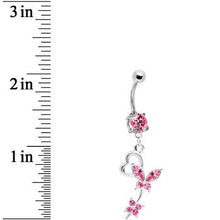 Load image into Gallery viewer, Pink CZ Flight of Fancy Butterfly Belly Ring
