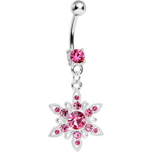 将图片加载到图库查看器，Pink CZ Spectacular Flower Belly Ring

