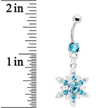 Load image into Gallery viewer, Aqua CZ Spectacular Flower Belly Ring
