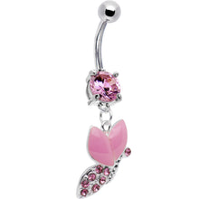将图片加载到图库查看器，Pink Gem Sparkling Snail Belly Ring
