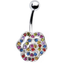 将图片加载到图库查看器，Multi Gem Fashionista Flower Belly Ring
