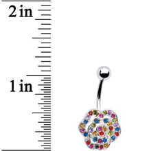 将图片加载到图库查看器，Multi Gem Fashionista Flower Belly Ring
