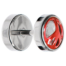 Load image into Gallery viewer, Anodized Titanium Red Peace Sign Cheater Plug
