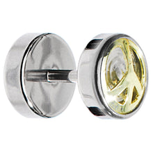 Load image into Gallery viewer, Anodized Titanium Gold Peace Sign Cheater Plug
