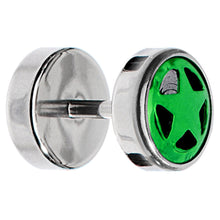 将图片加载到图库查看器，Anodized Titanium Green Star Cheater Plug
