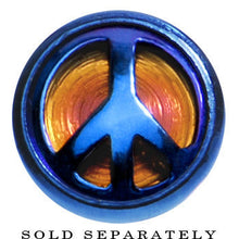 将图片加载到图库查看器，Blue Anodized Titanium Peace Sign Cheater Plug
