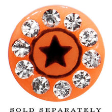 将图片加载到图库查看器，Orange Acrylic Jeweled Star Cheater Plug
