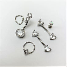 Load image into Gallery viewer, 16G 3/8 Clear Gem Textured Cross Septum Clicker
