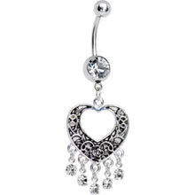 将图片加载到图库查看器，Crystalline Gem Hollow Heart Chandelier Belly Ring
