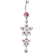 将图片加载到图库查看器，Pink Gem Duet Flowers Belly Ring
