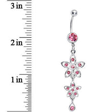 将图片加载到图库查看器，Pink Gem Duet Flowers Belly Ring
