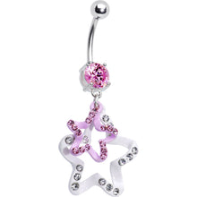 将图片加载到图库查看器，Pink Gem Dual Star Belly Ring
