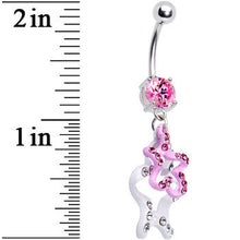 将图片加载到图库查看器，Pink Gem Dual Star Belly Ring
