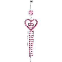 将图片加载到图库查看器，Pink Gem Swanky Heart Belly Ring
