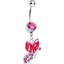 将图片加载到图库查看器，Pink Gem Sideways Butterfly Belly Ring
