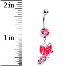 将图片加载到图库查看器，Pink Gem Sideways Butterfly Belly Ring
