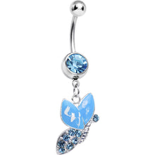 将图片加载到图库查看器，Aqua Gem Sideways Butterfly Belly Ring
