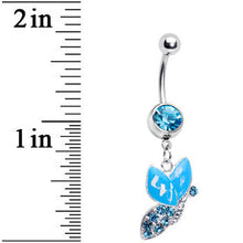 将图片加载到图库查看器，Aqua Gem Sideways Butterfly Belly Ring
