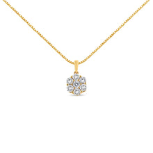 Load image into Gallery viewer, 14K Yellow Gold 2.00 Cttw Brilliant Round-Cut Diamond 7 Stone Flower Cluster 18" Pendant Necklace (H-I Color, SI2-I1 Clarity)
