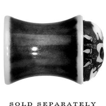 Load image into Gallery viewer, 0G Black White Resin Skull Saddle Plug
