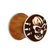将图片加载到图库查看器，0G Brown White Resin Skull Saddle Plug
