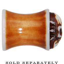 将图片加载到图库查看器，0G Brown White Resin Skull Saddle Plug

